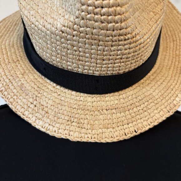 J. Crew Women's Packable Straw Hat F1722 Size S-M Black Ribbon Travel Resort NWT - Picture 7 of 13